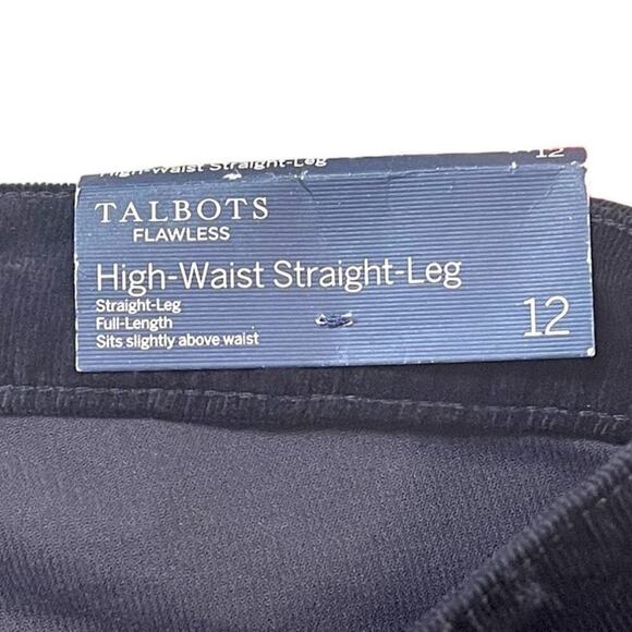 Talbots Womens Size 12 High-Rise Straight-Leg Cords in Navy Soft Stretch NWT - Picture 7 of 9